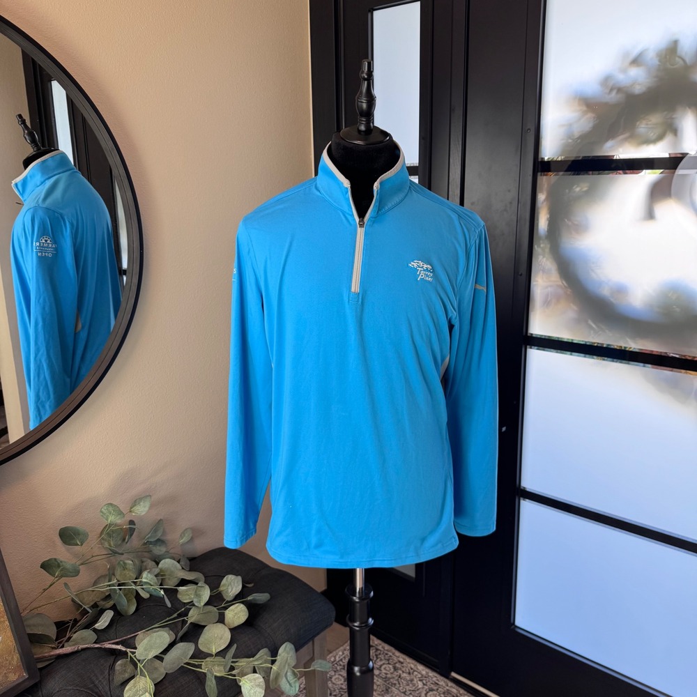 Puma Golf Farmers Insurance Open Torrey Pines Quarter Zip Pullover Blue Mens